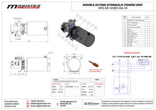 HPU-SR-12VDC-DA-10 | Hydraulic Pump Power Unit Double Acting 12V DC 10 Quart Steel Tank