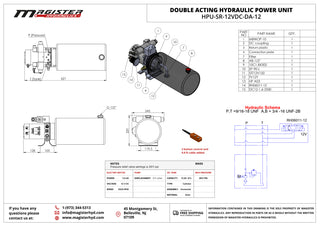 HPU-SR-12VDC-DA-12 | Hydraulic Pump Power Unit Double Acting 12V DC 12 Quart Steel Tank