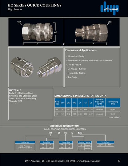 1/2"  coupler Parker HO series interchange