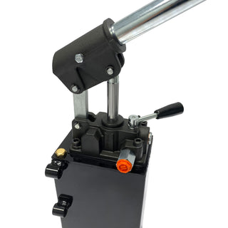 HHP-DA-1.5-05 | Hydraulic piston hand pump with double acting changeover valve for double acting cylinder 1.5 CID with 5 quart steel tank by Hydro-Pack - HTX Fluid Power