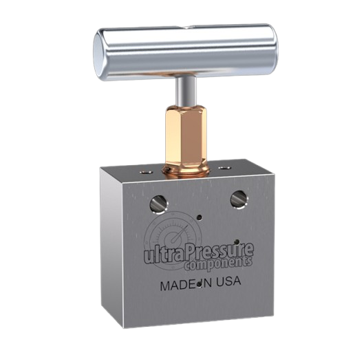 1/4" HP Female Needle Valve 2-Way Angle, Stainless Steel - 60K psi - Without Glands & Collars
