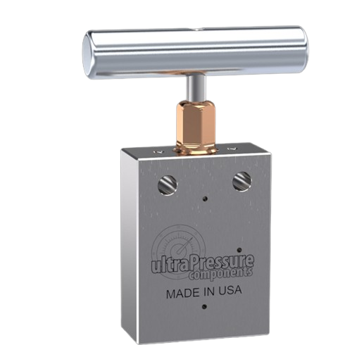 NV2A9M-20K-WO | 9/16" MP Female Needle Valve 2-Way Angle, Stainless Steel - 20K psi - Without Glands & Collars