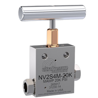 NV2S6M-20K | 3/8" MP Female Needle Valve 2-Way Straight, Stainless Steel - 20K psi - HTX Fluid Power