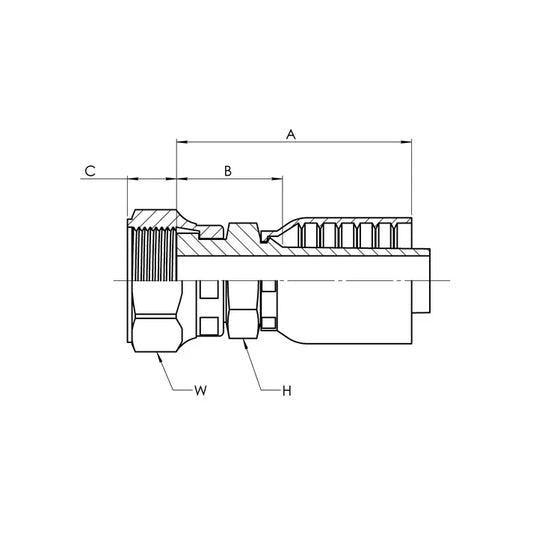 SS-43-04-04FFSS | 04 Hose - 04 FFSS Straight (Parker 43 Series Compatible), Stainless Steel