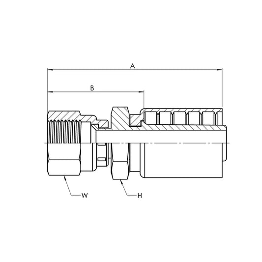 SS-HY-12-08FJS | 12 Hose - 08 FJS Straight (Parker HY Series Compatible), Stainless Steel