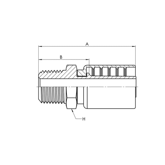 SS-HY-06-04MP | 06 Hose - 04 MP Straight (Parker HY Series Compatible), Stainless Steel