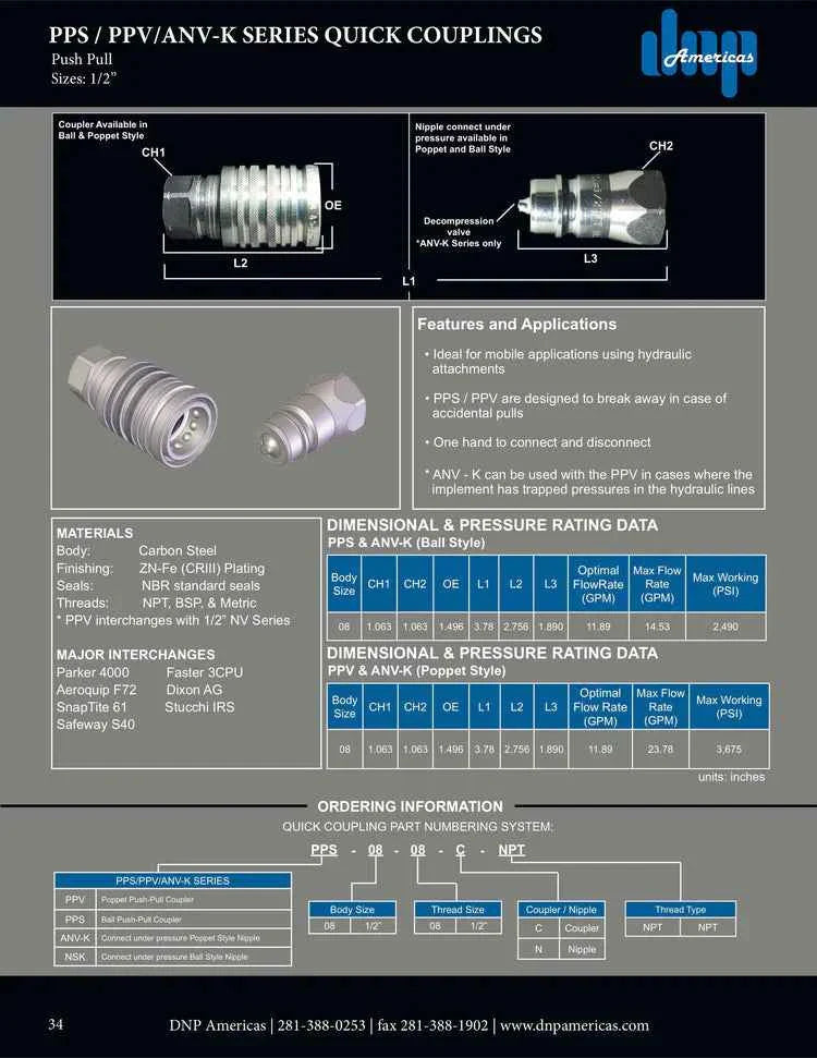 1/2" Double Acting Coupling (Ball Style) x 1/2" NPT Female - HTX Fluid Power