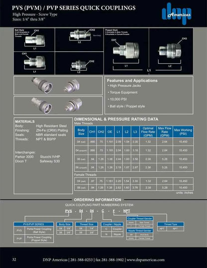 3/8" Screw Coupler with 3/8" Male NPT.. DNP Americas