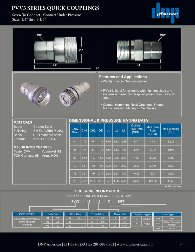3/8" Coupling Body x 1/4" NPT Female Threads. - HTX Fluid Power
