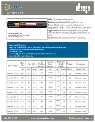Powerflex2XT-12 | 3/4" Powerflex2XT, Hydraulic Hose,  Continuous Reel, 100R16