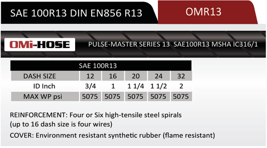 R13-16 | 1" R13 Spiral Hydraulic Hose, 5075 Max WP PSI