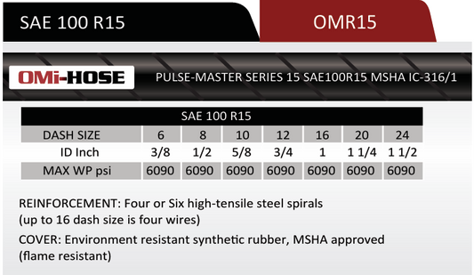 R15-06 | 3/8" R15 Spiral Hydraulic Hose, 6090 Max WP PSI