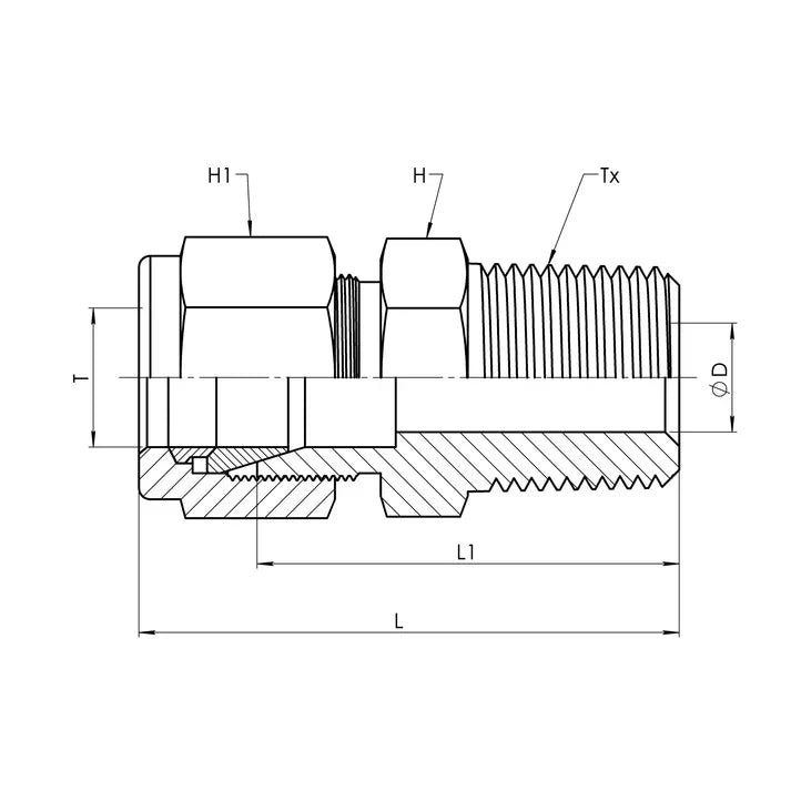 SS-IN2404-08-16 | 08 IN - 16 MP Straight Connector, Stainless Steel