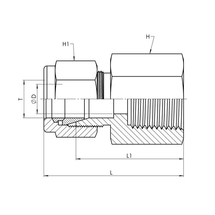 12 IN - 12 FP Straight Connector, Stainless Steel