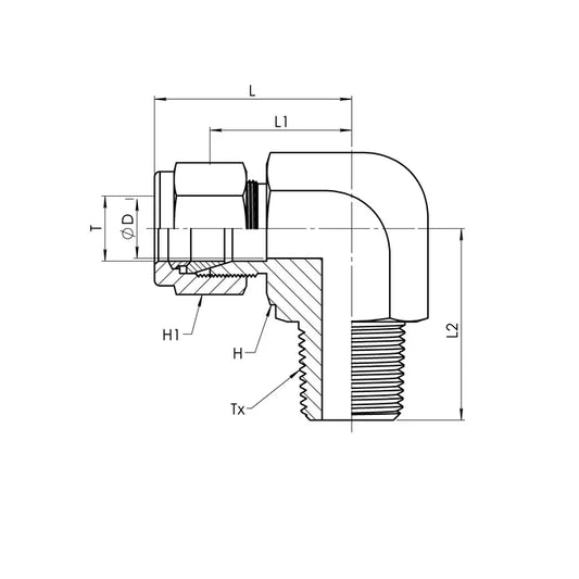 SS-IN2501-06-08 | 06 IN - 08 MP 90° Elbow, Stainless Steel