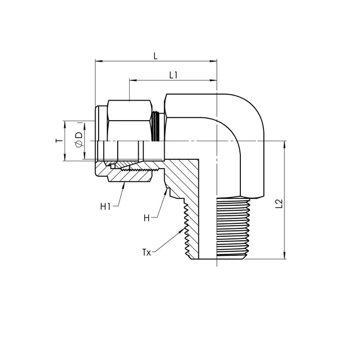 08 IN - 06 MP 90° Elbow, Stainless Steel