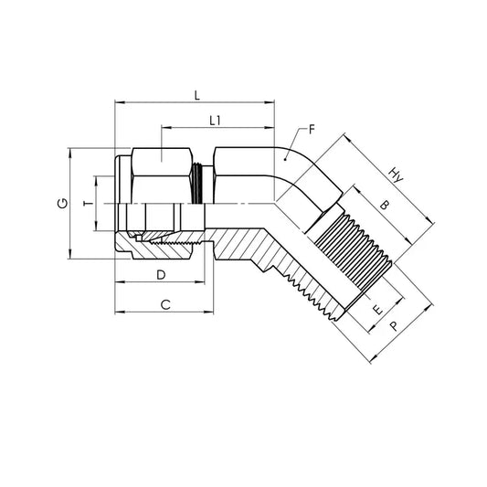 SS-IN2503-06-06 | 06 IN - 06 MP 45° Elbow, Stainless Steel