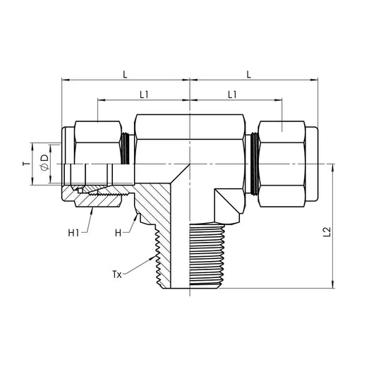 SS-IN2601-06-06-06 | 06 IN - 06 IN - 06 MP Branch Tee, Stainless Steel