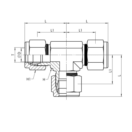 SS-IN2603-04-04-04 | 04 IN - 04 IN - 04 IN Union Tee, Stainless Steel