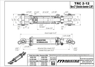 TRC 2x12 | 2" bore x 12" stroke tie rod hydraulic cylinder