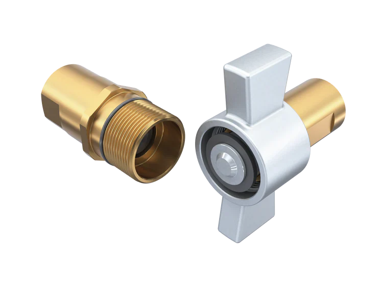 3/4" brass wing style coupler with hex sleeve, 3/4" female NPT threads