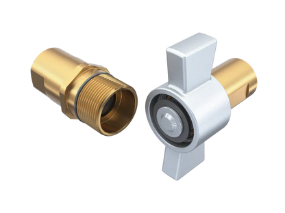 3/4" brass wing style coupler with hex sleeve, 3/4" female NPT threads