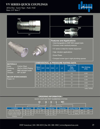 1/4" Coupling Body x 1/4" NPT Threads,..