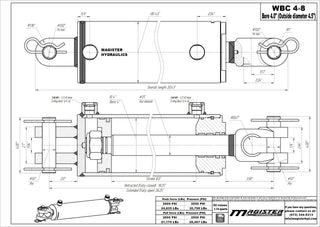 WBC 4x8 | 4" bore x 8" stroke ag clevis hydraulic cylinder