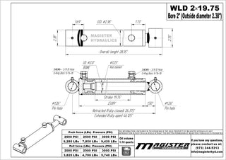 WLD 2x19.75 | 2" bore x 19.75" stroke loader hydraulic cylinder