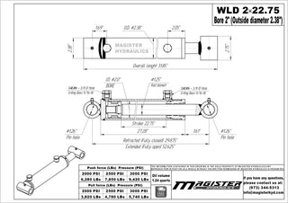 WLD 2x22.75 | 2" bore x 22.75" stroke loader hydraulic cylinder