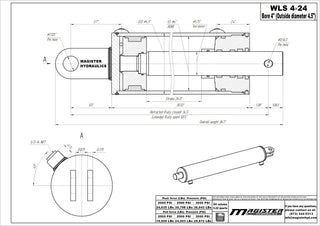 WLS 4x24 | 4" bore x 24" stroke log splitter hydraulic cylinder