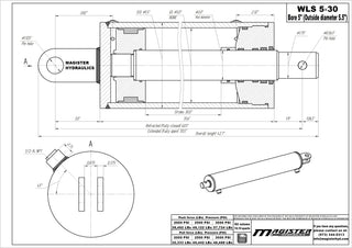 WLS 5x30 | 5" bore x 30" stroke log splitter hydraulic cylinder