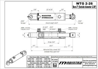 WTG 2x26 | 2" bore x 26" stroke tang hydraulic cylinder