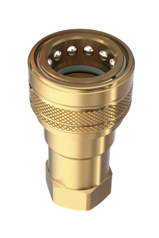 HNV-B-06-06C-NPT | 3/8" Brass Coupler with 3/8" NPT Female - HTX Fluid Power