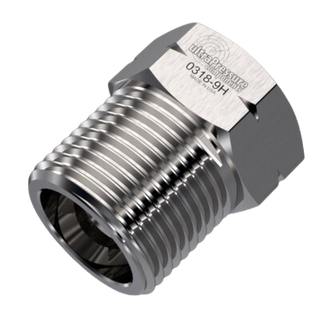 0318-9H | 9/16" HP Gland Nut, Stainless Steel - 60K psi - HTX Fluid Power
